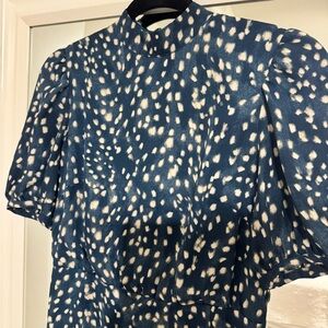 Ann Taylor Blue and White Midi Dress